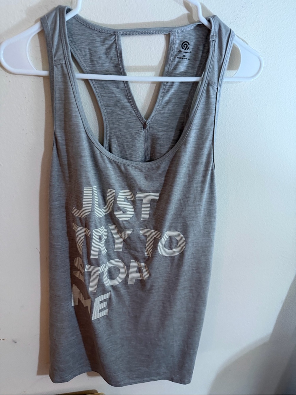 C9 Champion Size XXL Gray Graphic Racerback Tank Top with Motivational Slogan